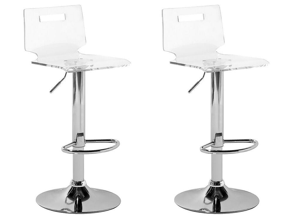 Beliani Sada dvoch barových stoličiek priehľadný biely plast MALTA